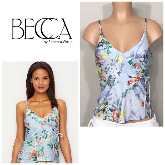 BECCA faux wrap floral tankini top. New - Picture 1 of 10